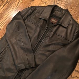 Men’s black leather jacket with lining